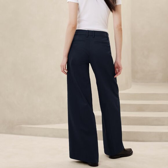 Banana Republic Factory Stretch-Cotton Icon Trouser size 10 Navy - Picture 3 of 5